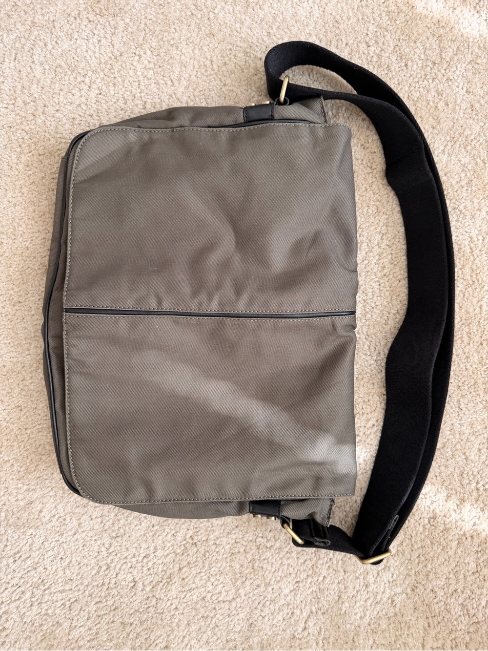 J. Crew Olive Messenger Bag with Black Strap